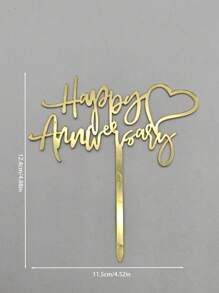 3Pcs 'Happy Anniversary' Cake Topper, Wedding Anniversary Cake Decoration., Back To School Valentine Day