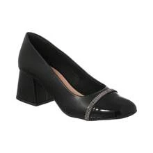 Di Valerina Women's Pumps Doll Shoes Thick Heel Square Toe Rhinestone - Negro - Ver 1