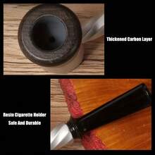 1 件复古木制烟斗 - 手工制作的可拆卸螺纹烟斗，表面抛光，经典木制烟斗 - 工艺优雅耐用，非电动普通香烟盒配件 - 1PC - 查看 8
