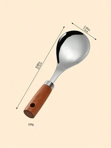 1 件装不锈钢不粘饭勺，木柄立式，耐热加厚饭勺 - 銀色 - 查看 6