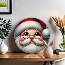 圣诞老人脸 8"X8" 木制标牌 - 圣诞节/新年装饰牌匾、圣诞节/新年礼物、木制花环标牌，非常适合花环、办公室和家居装饰、派对礼品 - 彩色 - 查看 6