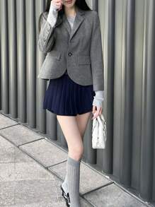 "Pleated Skirt. Classic And Super Versatile. Has Lining At The Bottom." - 藏蓝色 - 查看 3