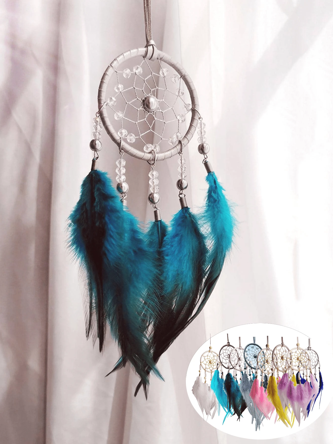 Feather Wind Chimes Decoration Family Car Pendant Balcony Window Decoration Party Holiday Gifts 1pc,Home Decor ,Room Decor,Wall Decor Birthday Graduation - Multicolor - View 1