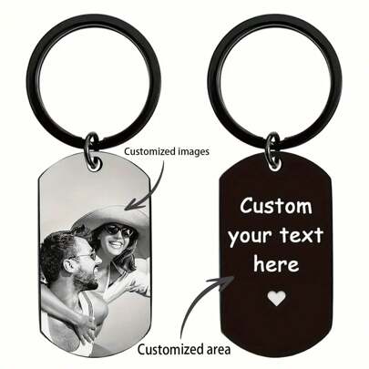 1pc, Customizable Keychain Made With Your Own Custom Photo To Create A Unique Accessory. It Can Be Double-Sided Printed And Personalized With Engraved Photos, Text, Etc. It's Perfect For Family Members, Parents, Loved Ones, Classmates, Friends, Colleagues, Or As A Pet Tag.