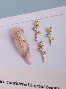 10 件玫瑰美甲配件 Y2K 风格郁金香花朵美甲装饰 3D 金属水钻美甲 DIY 配件适合情人节浪漫艺术装饰配件金银色美甲配件美甲宝石美甲用品指甲美甲饰品美甲宝石 - 彩色 - 查看 11