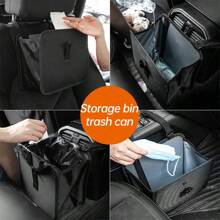 Car Hanging Trash Can, Armrest Hanging Trash Can, 2 Gallon Waterproof Black Trash Can, Car Interior Accessories, Car Trash Can, Suitable For Car, Truck, SUV - Multicolor - View 5