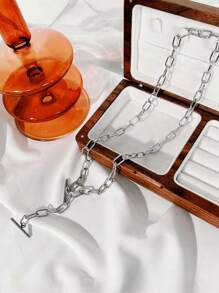 Nuevo Collar De Acero Inoxidable Con Cadena De Estilo Metálico Salvaje Con Hebilla De Ot Plateada, Versátil Para Hombres