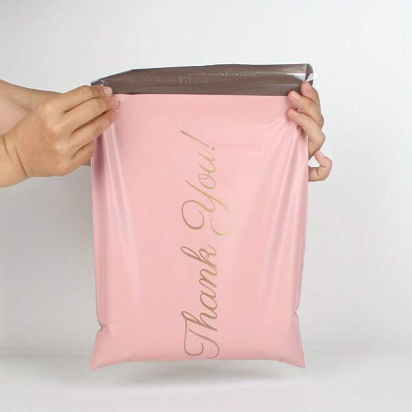 100 unidades de sacolas plásticas rosa, sacolas de embalagem versáteis e à prova d'água para escritório, escola, vestuário, logística de entrega de comércio eletrônico, sacolas autoadesivas à prova d'água para o Dia dos Namorados