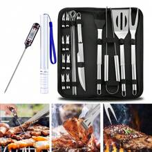 19 Pack Stainless Steel BBQ Grill Kit Party Supplies, Grilling Kit Utensils And Cutlery For Grilling BBQ Grill Tools Stainless Steel BBQ Grill Kit - 銀色 - 查看 1