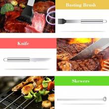 19 Pack Stainless Steel BBQ Grill Kit Party Supplies, Grilling Kit Utensils And Cutlery For Grilling BBQ Grill Tools Stainless Steel BBQ Grill Kit - 銀色 - 查看 4
