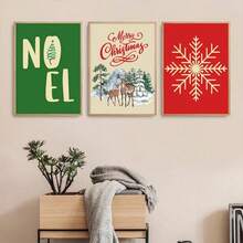 1pc Chuông cây thông Noel Nghệ thuật Nghệ thuật treo tường Quà tặng Chậu hoa và bức tranh vải nai sừng tấm Bông tuyết mùa đông Bảng chữ cái ngày lễ Áp phích Trang trí nhà Không có khung - Nhiều màu - Xem 5