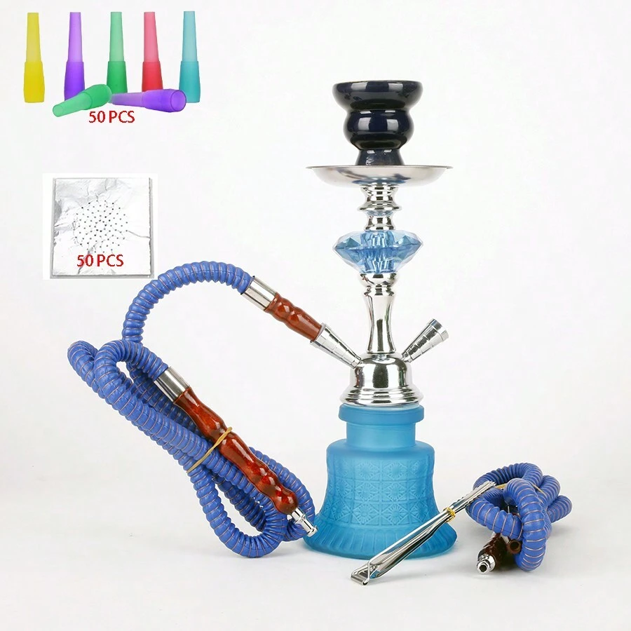 Bộ Hookah 2 ống Hookah – Bộ Hookah Combo 12,8" Bộ Hookah Shisha kèm ống Hookah lá đục lỗ sẵn Bát đầu dùng một lần Kẹp ống ngậm Ống Hookah di động - Máy Hookah - Một cỡ - Xem 1