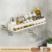 1 件厨房调料架，壁挂式收纳架，无需钻孔 - 白色 - 查看 10