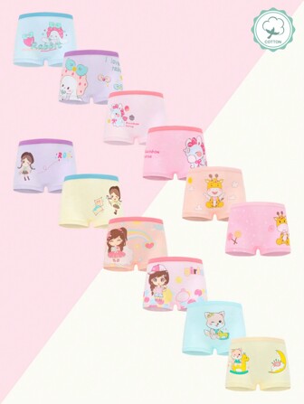 少女 12 件装 少女女孩 可爱卡通内裤 柔软棉质婴儿内裤
