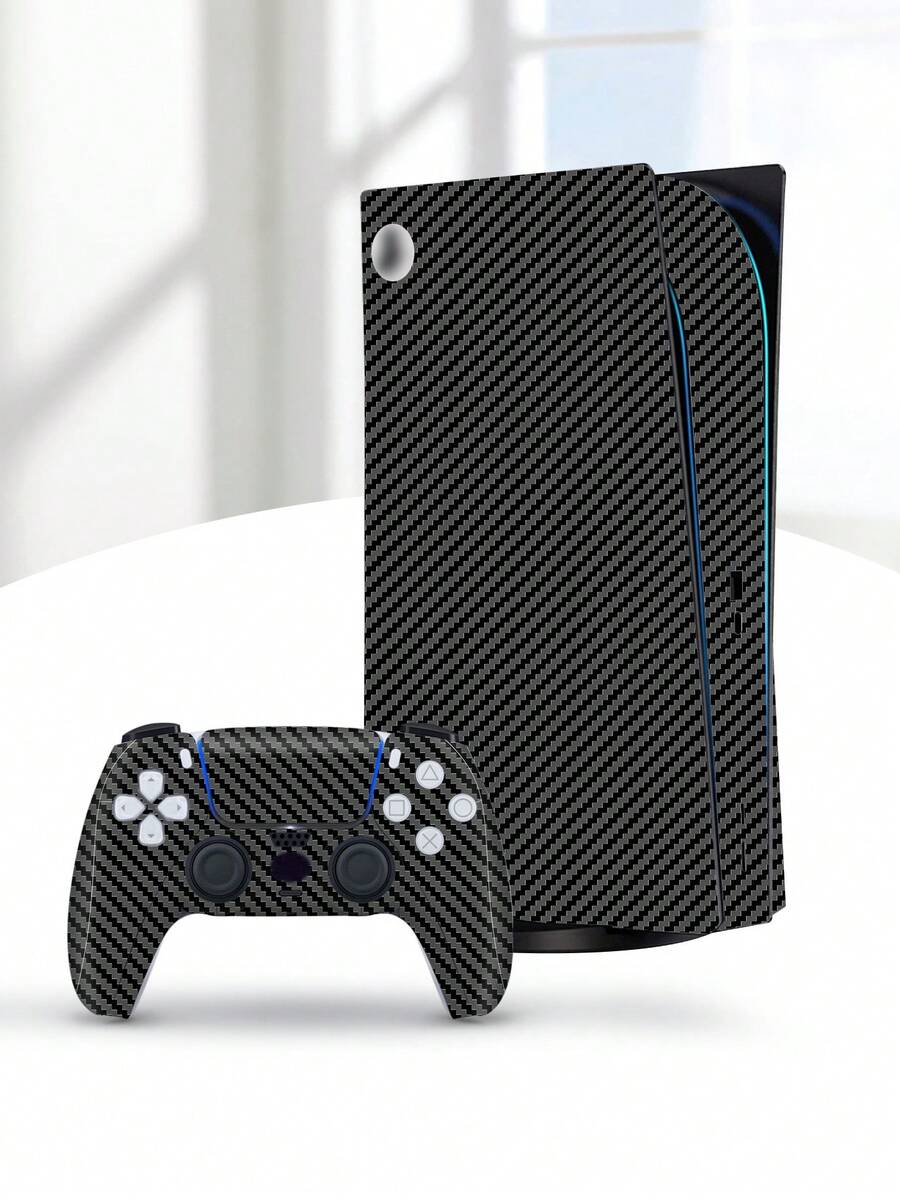 6pcs Carbon Fiber Pattern Decals For PS5 Game Console, Dustproof