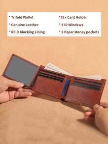 Men's Retro Full Grain Leather Blocking Tri-Fold Wallet With Multiple Card Slots - Perfect Christmas Gifts Gift Thanksgiving Vintage Gifts For Men Wallet Purse Wallet Small Wallet Men Wallet Leather Rfid Wallet - Brown - View 8