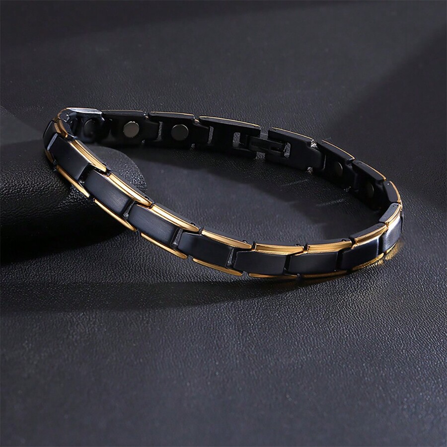 Bracelets GoldColor Black Chains Link Stainless Steel Health