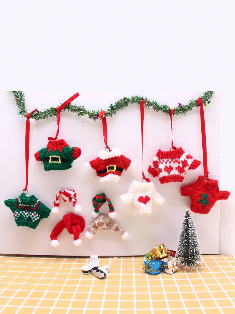 1:12 比例逼真针织毛衣装饰套装、微型娃娃配件、娃娃屋逼真服装、摄影道具、迷你小雕像配套套装、家居装饰