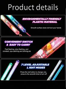 1 个 LED 闪光棒，带 RGB 灯和 7 种闪光模式的发光派对用品，非常适合酒吧、婚礼、派对、音乐会、圣诞节、生日礼物、玩具和装饰品， - 1PCS - 查看 4
