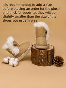 1 Pair Kids Boots With Thermal Lined Thick Soft Bottom Fuzzy Side Button Snow Boots, Anti-Slip Anti-Wind, Suitable For Autumn/Winter Indoor & Outdoor, Parties, Traveling