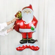 1pc Standing Santa Claus, Snowman And Christmas Tree Foil Balloons, Suitable For Christmas Party Decoration, Santa Claus Christmas Balloon Decorations, Snowman Holiday Balloon Decorations, Window Christmas Decoration Props, Christmas Decoration Props, New Year, Indoor And Outdoor Decoration - Multicolor - View 7