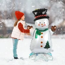 1pc Standing Santa Claus, Snowman And Christmas Tree Foil Balloons, Suitable For Christmas Party Decoration, Santa Claus Christmas Balloon Decorations, Snowman Holiday Balloon Decorations, Window Christmas Decoration Props, Christmas Decoration Props, New Year, Indoor And Outdoor Decoration - Multicolor - View 2