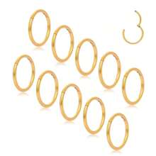 10入組16G鼻環、鼻中隔環，316L不過敏不鏽鋼Helix、軟骨、Daith穿孔首飾