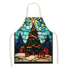 1PC Christmas Tree Turkey Santa Hat Snowman Christmas Gift 3D Pattern Linen Apron For Home Cooking, Kitchen Wear, And Cooking Enthusiasts - Multicolor - View 16