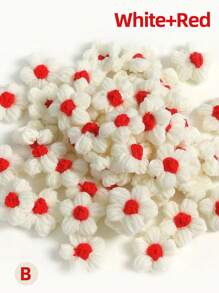 10/30 件 4 厘米羊毛钩针花贴花泡芙花针织纱花手工钩针花用于工艺品装饰 DIY 头发头带帽子鞋子服装配饰工艺品缝纫