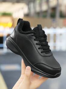 Zapatillas deportivas impermeables y con revestimiento térmico, livianas, cómodas y casuales para viajar, color negro