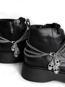 Punk Hiphop Nhiều Lớp Đầu Lâu Chuỗi Gothic Cá Nhân Hóa Phụ Kiện Giày Cho Halloween Đầu Bộ Xương - Nhiều màu - Xem 6