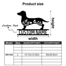 1 pieza Decoración de pared de arte de metal personalizable con salchicha dóberman con texto personalizado, silueta de perro con flores, cartel de metal para amantes de las mascotas, regalo personalizado para propietarios de perros, decoración colgante interior y exterior para amantes de los perros, regalos de Navidad, ornamentos, decoración del hogar, decoración de pared, decoración de habitación, decoración de la sala de estar, decoración de dormitorio, decoración de baño, decoración de cocina, decoración de la casa, regalos personalizados, regalos personalizados, decoración de jardín al aire libre