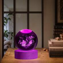 1 件 3D 圣诞老人、圣诞猫、圣诞雪人激光雕刻水晶玻璃灯泡小夜灯，带 LED 变色灯、USB 电源 - 非常适合卧室装饰、家居装饰、送给妻子、儿子、女儿的礼物 - 彩色 - 查看 7