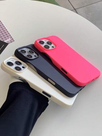 3pcs/Set Frameless Half Cover Matte Soft Silicone Phone Case, Fashionable Protection Compatible With Iphone