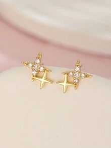 1 Pair Ramadan Chic Star Zirconia Stud Earrings, Suitable For Children's Daily Wear - Multicolor - View 4