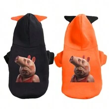 BJAYPET 1 件宠物狗羊毛运动衫，适合中小型犬的秋冬装，印花设计（Z1） - 橘色 - 查看 1