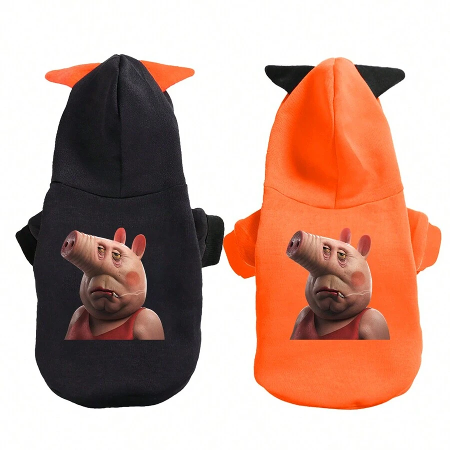 BJAYPET 1 件宠物狗羊毛运动衫，适合中小型犬的秋冬装，印花设计（Z1） - 橘色 - 查看 1
