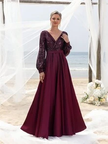 Mother Of The Bride Dresses - Burgundy - View 4