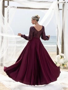 Mother Of The Bride Dresses - Burgundy - View 3