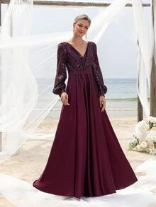Mother Of The Bride Dresses - Burgundy - View 7