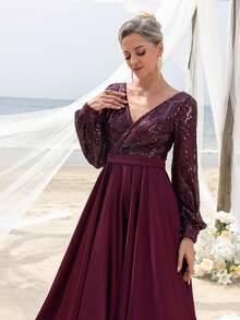 Mother Of The Bride Dresses - Burgundy - View 9