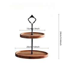 1 pieza Soporte de madera para 2/3 niveles de magdalenas, bandeja de servir escalonada, torre de magdalenas de madera redonda, soporte de exhibición de postres, soporte para galletas y dulces, decoraciones para fiestas navideñas y de vacaciones, accesorios navideños, utensilios de cocina