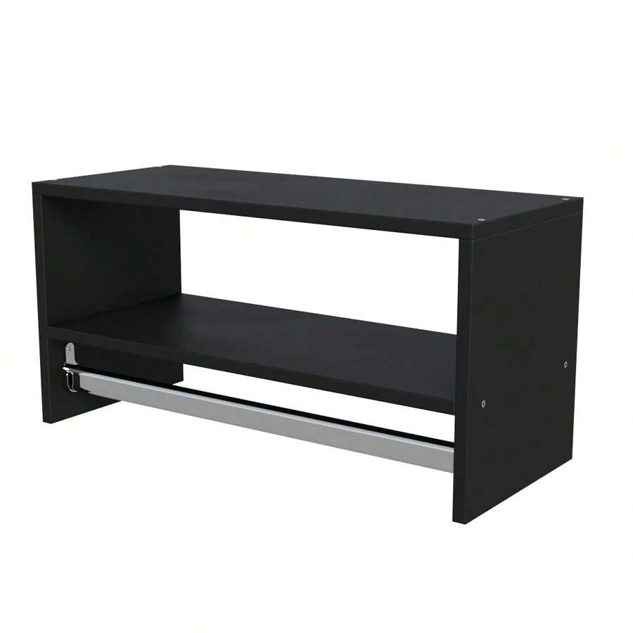 Wall Coat Rack Hanging Clothes Rack In MDF With 70cm Niche Color White And Black - màu đen - Xem 1