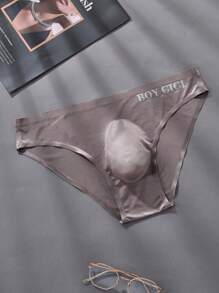 5pcs Men's Breathable Low Waist Triangle Briefs With Letters, Sporty & Sexy, Ice Silk, No Trace
