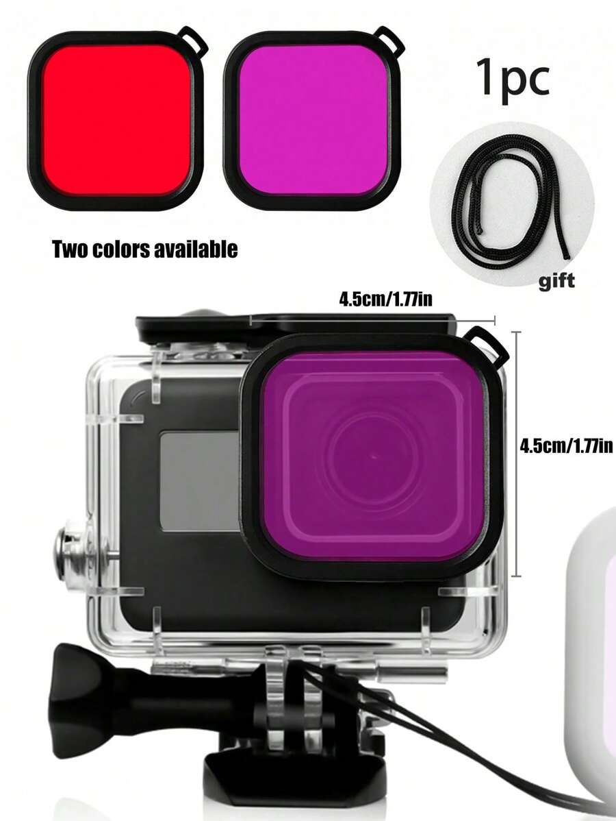 1个潜水滤镜镜头配件，兼容GoPro 10/GoPro Hero 9防水运动相机 - 彩色 - 查看 1