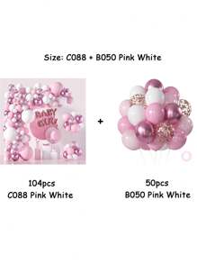 Bộ 104 quả bóng bay cao su Macaron màu hồng và trắng, dùng cho tiệc sinh nhật và kỷ niệm, Bộ vòng hoa và cổng bóng bay, Giáng sinh - Màu Hồng baby - Xem 3