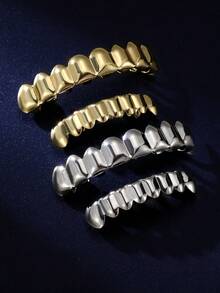 THATBOY 2件/套 18K镀金8颗闪亮牙套 万圣节说唱歌手饰品 Cosplayer服装配饰 - 彩色 - 查看 5