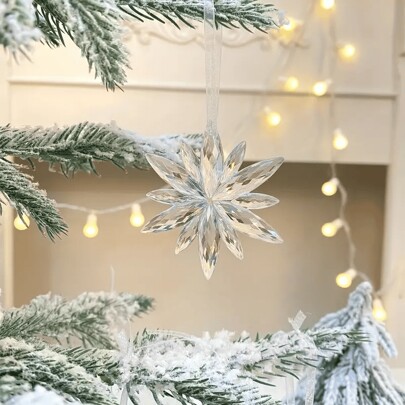 6 piezas Adornos colgantes de copos de nieve transparentes, decoración del árbol de Navidad, decoración navideña, colgantes de copos de nieve, decoración navideña, decoración del hogar, decoración de habitaciones, decoración de escenas