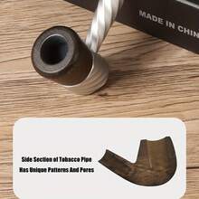 1 件复古木制烟斗 - 手工制作的可拆卸螺纹烟斗，表面抛光，经典木制烟斗 - 工艺优雅耐用，非电动普通香烟盒配件 - 1PC - 查看 7