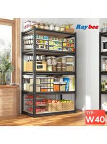 Estantería Raybeefurniture de 5 niveles para garaje, estanterías de almacenamiento metálicas de gran capacidad y ajustables, soporta hasta 1500 libras, unidades de estantería metálica y de almacenamiento para organizar la despensa y el garaje - 35,5" de ancho x 11,8" de profundidad x 72" de alto - Ver 1